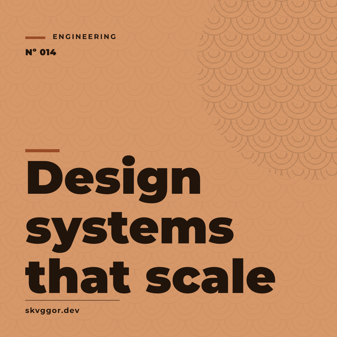 An acag cover in the terracotta theme: seigaiha waves, a huge black Montserrat title reading 'Design systems that scale'